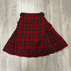 Vintage red tartan plaid kilt skirt